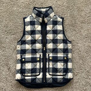 JCrew cream/navy puffer vest